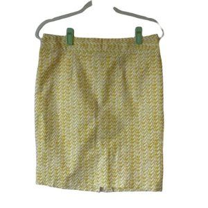 Cynthia Rowley Yellow and white chevron print pencil skirt Size 8